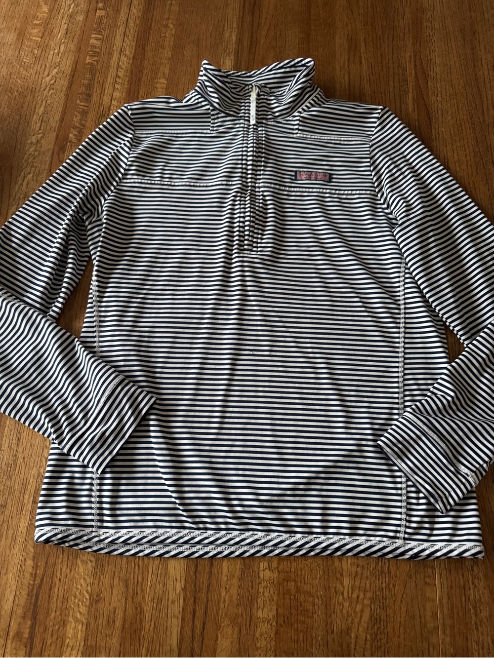 Vineyard Vines Navy Blue White Striped Performance Shep Shirt Quarter Zip Size M